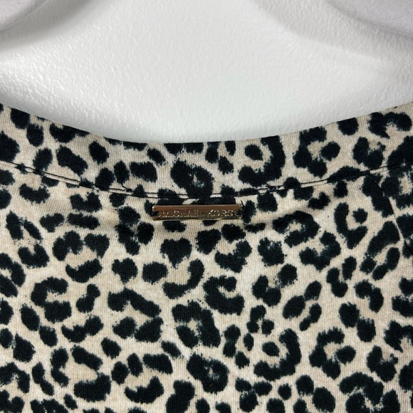 NEW Michael Kors Leopard Cheetah Print Long Sleeved Cold Shoulder Blouse Medium - Picture 8 of 9